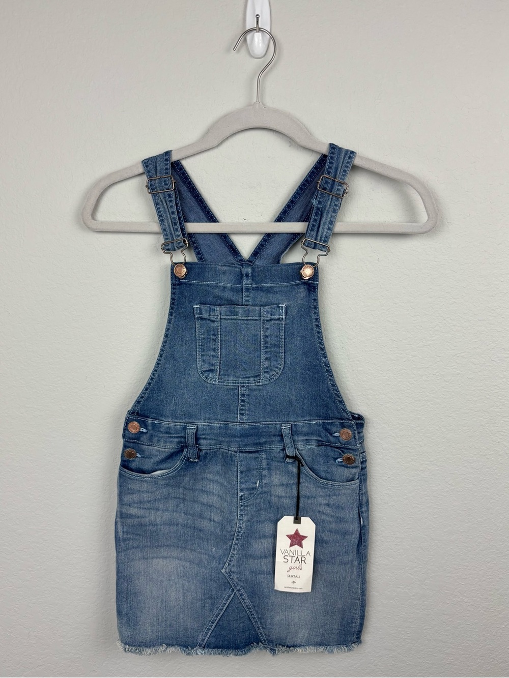 Vanilla Star Girls Size 8 Denim Skirtall Western Cowgirl Rodeo Overall Dress